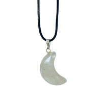 Crystal Pendant Necklace CLEAR QUARTZ Crescent Moon