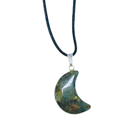 Crystal Pendant Necklace LABRADORITE Crescent Moon