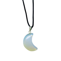 Crystal Pendant Necklace OPALITE Crescent Moon