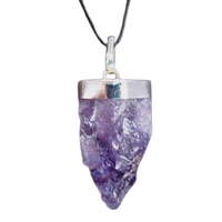 Crystal Cap Pendant Necklace RAW AMETHYST