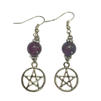 Gemstone Earrings AMETHYST PENTAGRAM