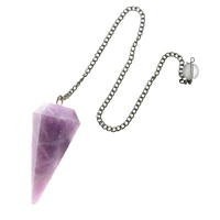 Gemstone Pendulum LEPIDOLITE with Chain and Bead