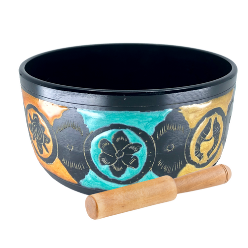 Aluminium Singing Bowl AUSPICIOUS PROTECTION 15cm w/ Wooden Stick