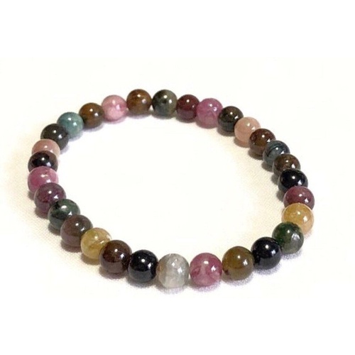 Crystal Bead Bracelet MULTICOLOURED TOURMALINE 6mm