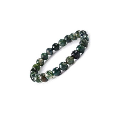 Crystal Bead Bracelet MOSS AGATE 8mm Small