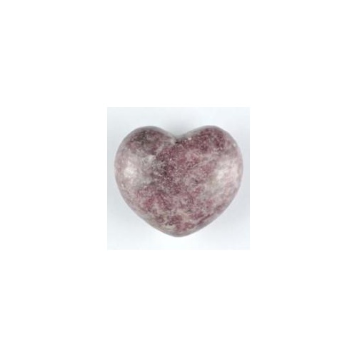 Carved Crystal PUFF HEART Lepidolite 30mm