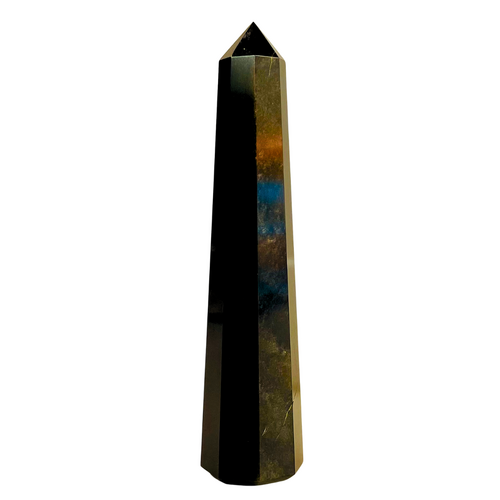 Crystal Carved Obelisk GOLD SHEEN OBSIDIAN