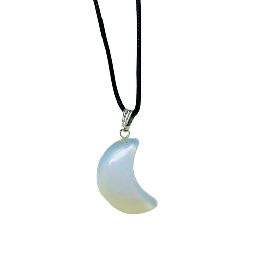 Crystal Pendant Necklace OPALITE Crescent Moon