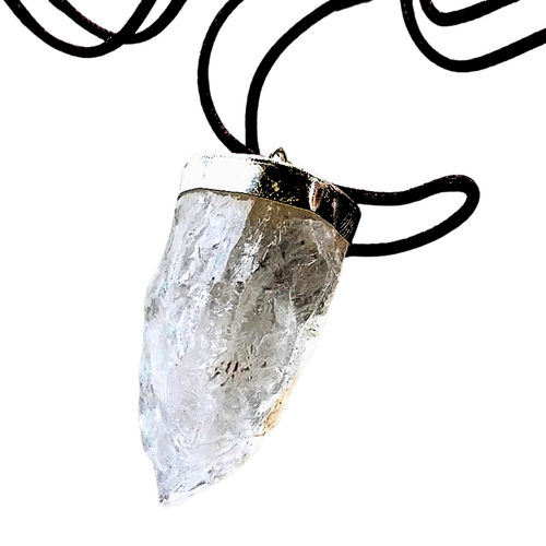 Crystal Cap Pendant Necklace RAW CLEAR QUARTZ