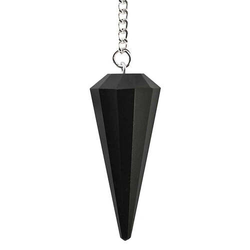 Gemstone Pendulum BLACK OBSIDIAN With Chain and Bead