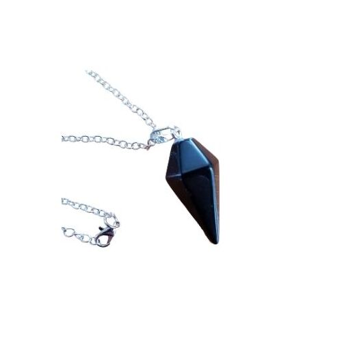 Gemstone Pendulum BLACK ONYX Necklace