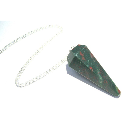 Gemstone Pendulum BLOOD STONE With Chain and Bead