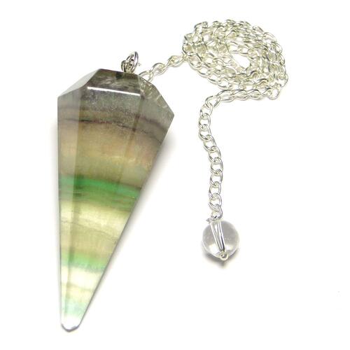 Gemstone Pendulum MULTI FLUORITE with chain and bead