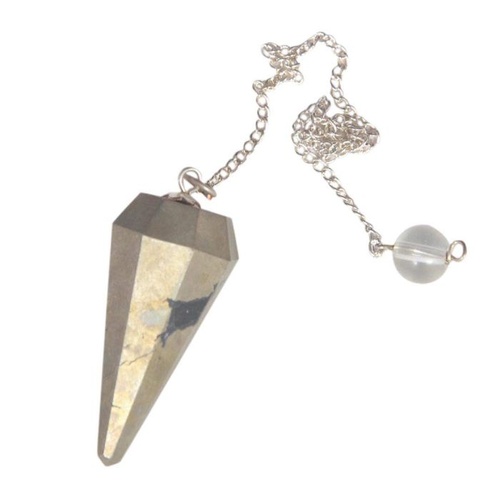 Gemstone Pendulum GOLDEN PYRITE With Chain and Bead