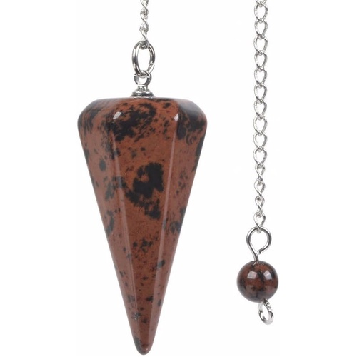 Gemstone Pendulum MAHOGANY OBSIDIAN With Chain and Bead