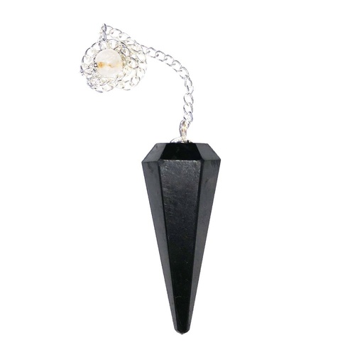 Gemstone Pendulum SHUNGITE With Chain and Bead