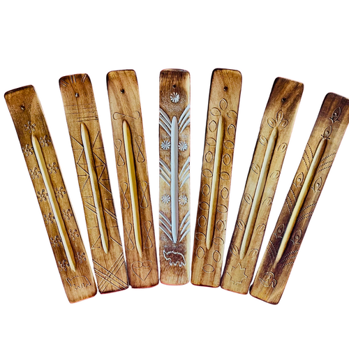 Wooden FLAT ASH CATCHER with Burnt look 25cm